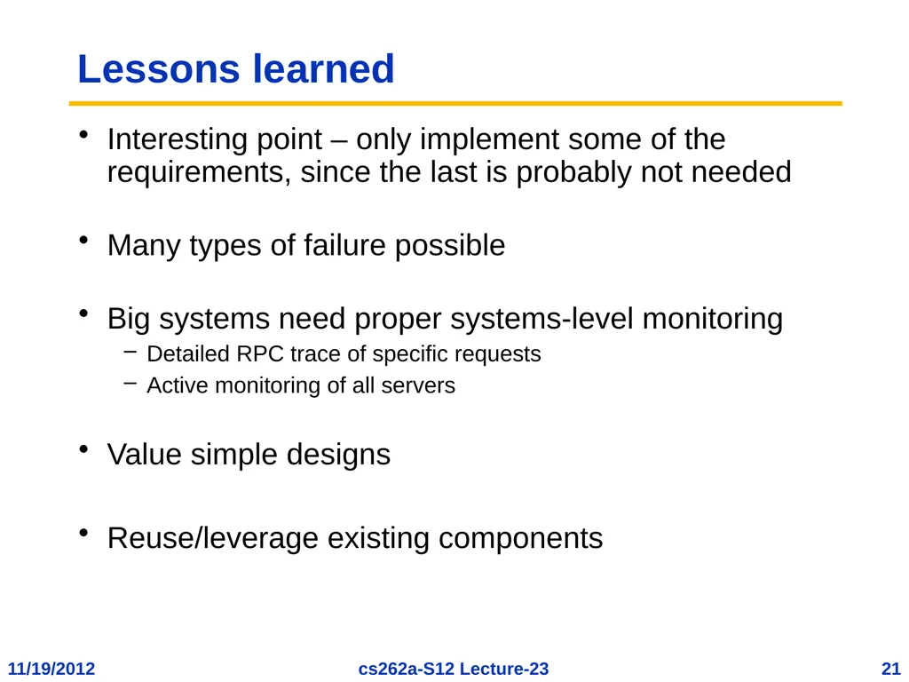 EECS 262a Advanced Topics in Computer Systems - slide 21 of 54