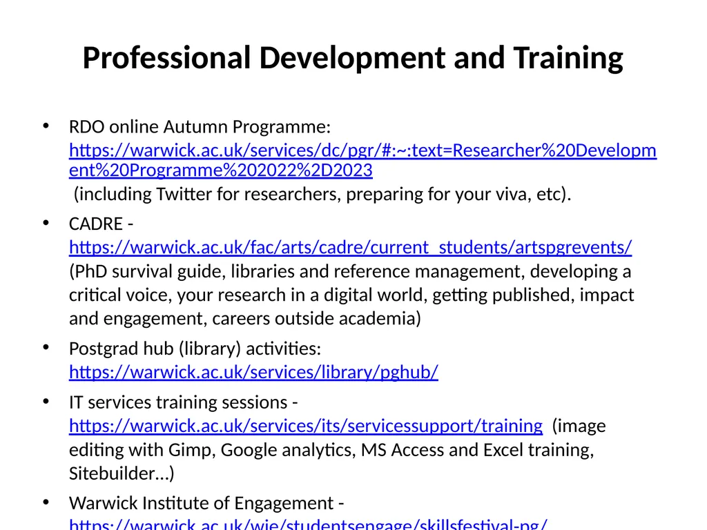 PGR Induction ADMIN  SSLC: One from each degree: - slide 14 of 17