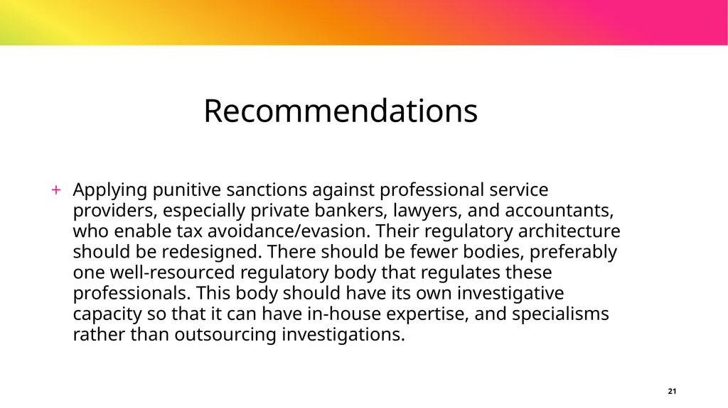 Study on Intensifying the fight against corruption - slide 21 of 24