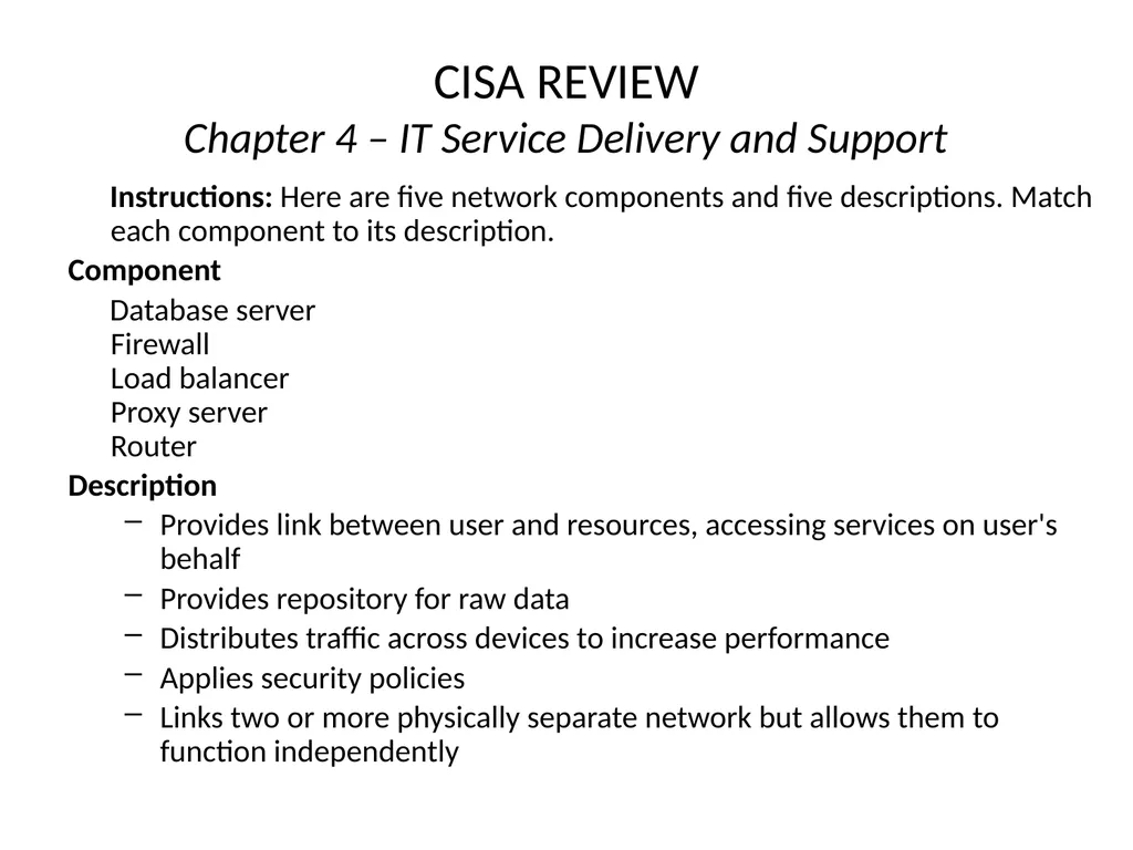 CISA REVIEW The material provided in this slide - slide 20 of 38