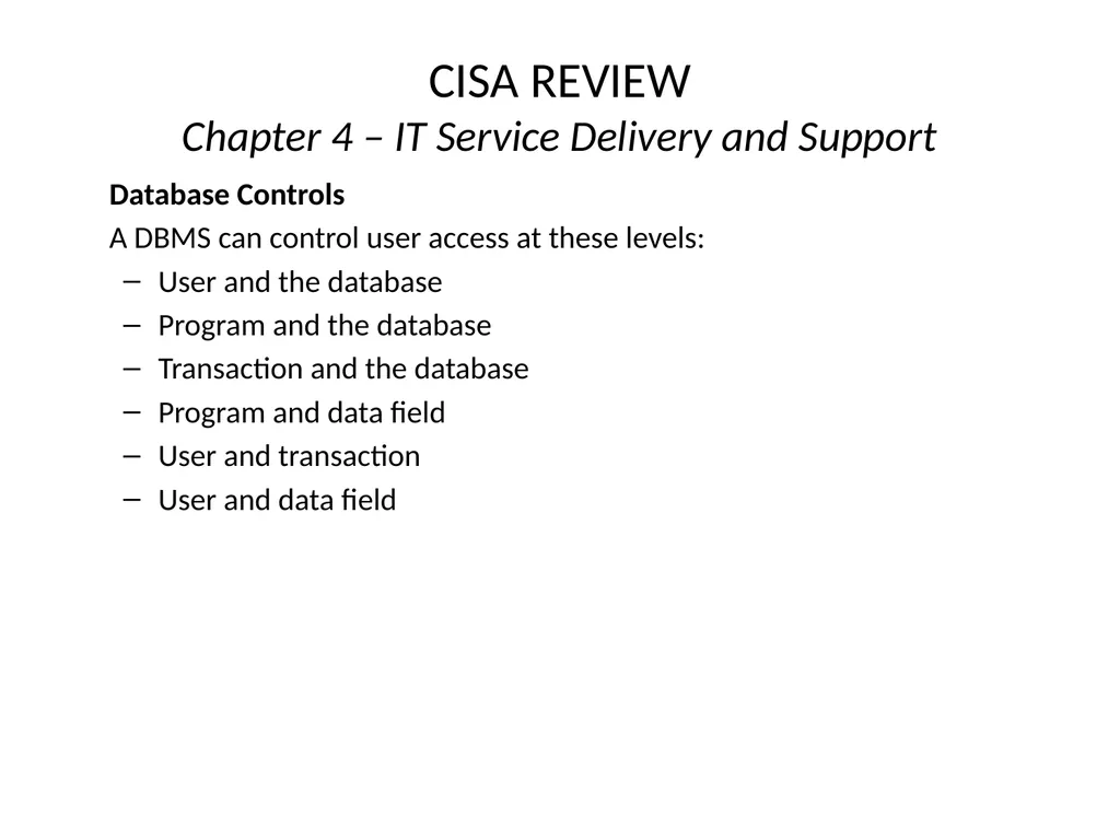 CISA REVIEW The material provided in this slide - slide 27 of 38