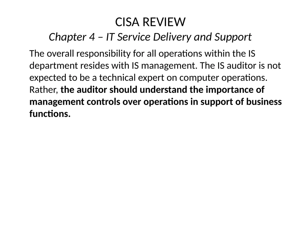 CISA REVIEW The material provided in this slide - slide 3 of 38