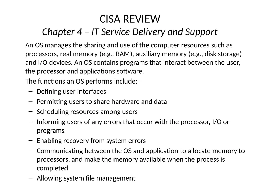 CISA REVIEW The material provided in this slide - slide 31 of 38