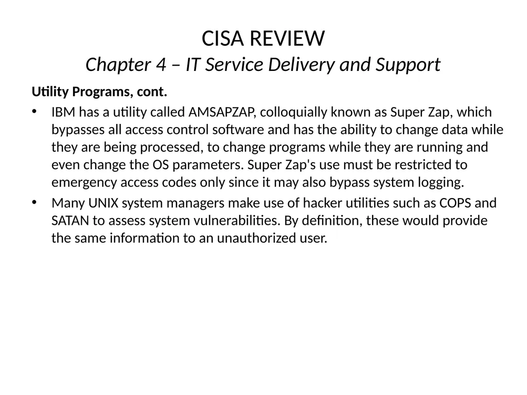 CISA REVIEW The material provided in this slide - slide 36 of 38