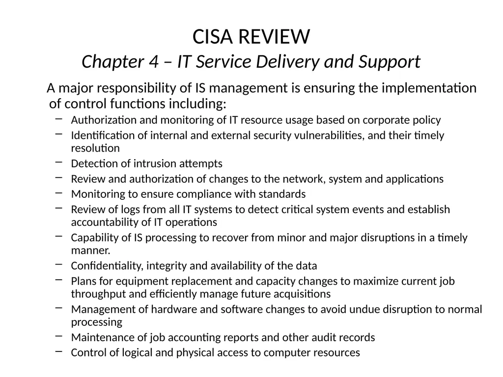 CISA REVIEW The material provided in this slide - slide 9 of 38