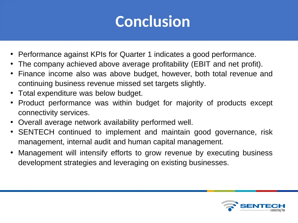 QUARTER 1 BUSINESS PERFORMANCE REPORT Presentation - slide 27 of 28