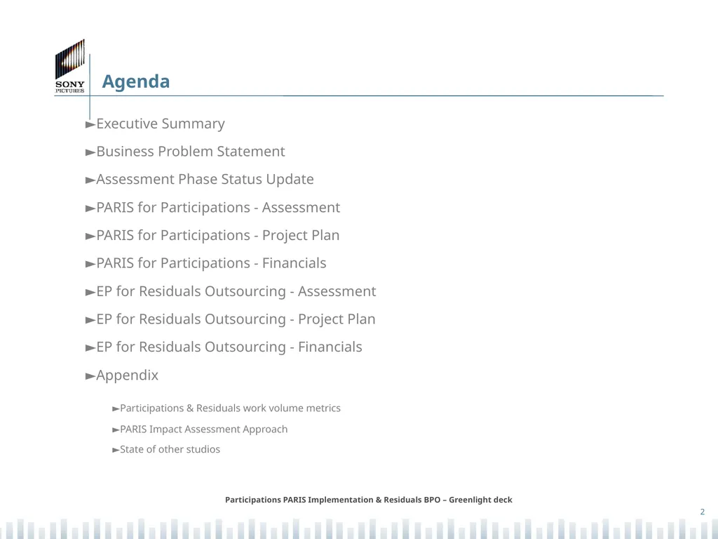 Participations PARIS Implementation & Residuals - slide 2 of 25