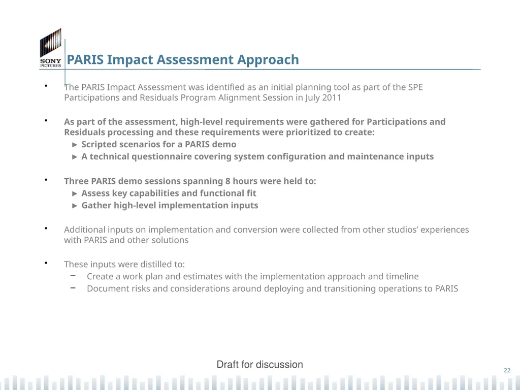 Participations PARIS Implementation & Residuals - slide 22 of 25