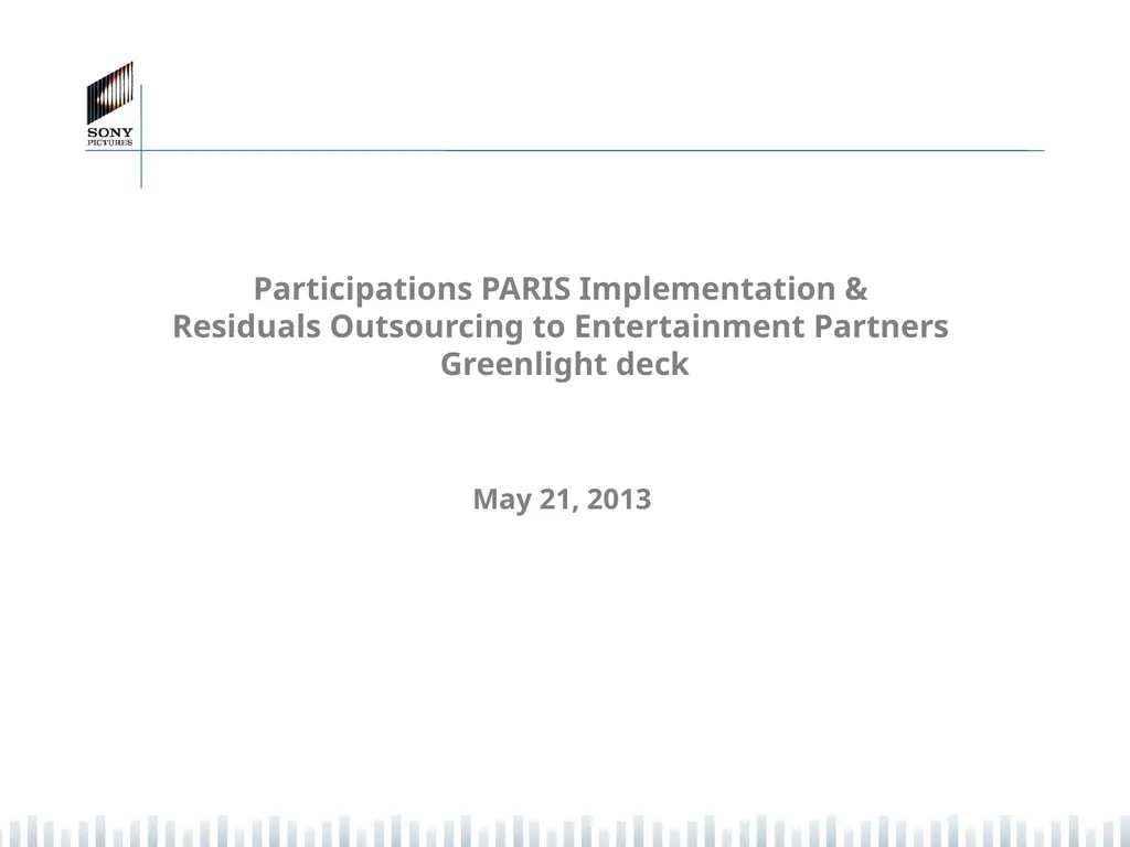 Participations PARIS Implementation & Residuals - slide 1 of 25
