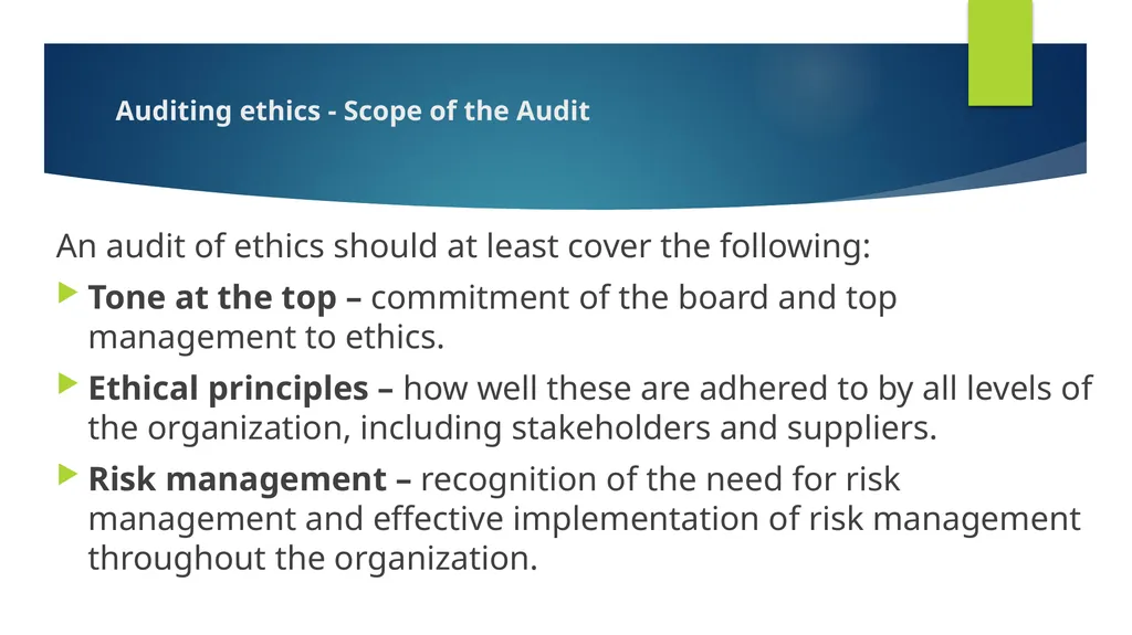 Ethics and Internal Audit-the critical link- - slide 42 of 52
