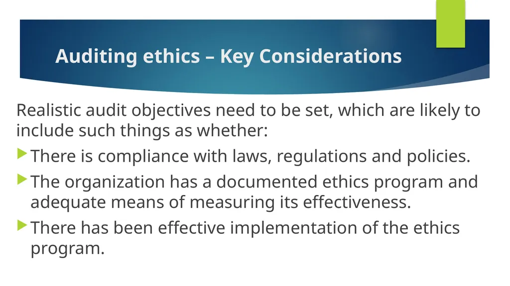 Ethics and Internal Audit-the critical link- - slide 39 of 52