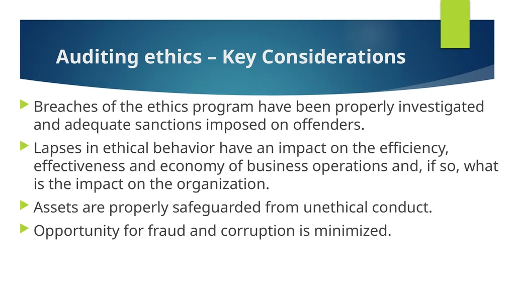 Ethics and Internal Audit-the critical link- - slide 40 of 52