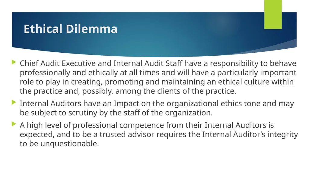 Ethics and Internal Audit-the critical link- - slide 17 of 52