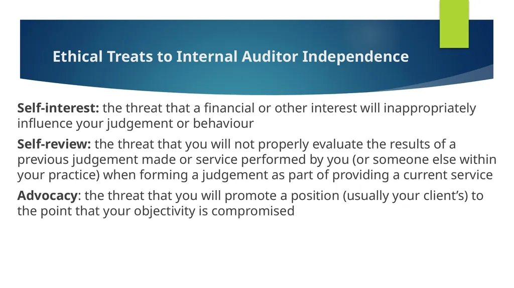Ethics and Internal Audit-the critical link- - slide 23 of 52
