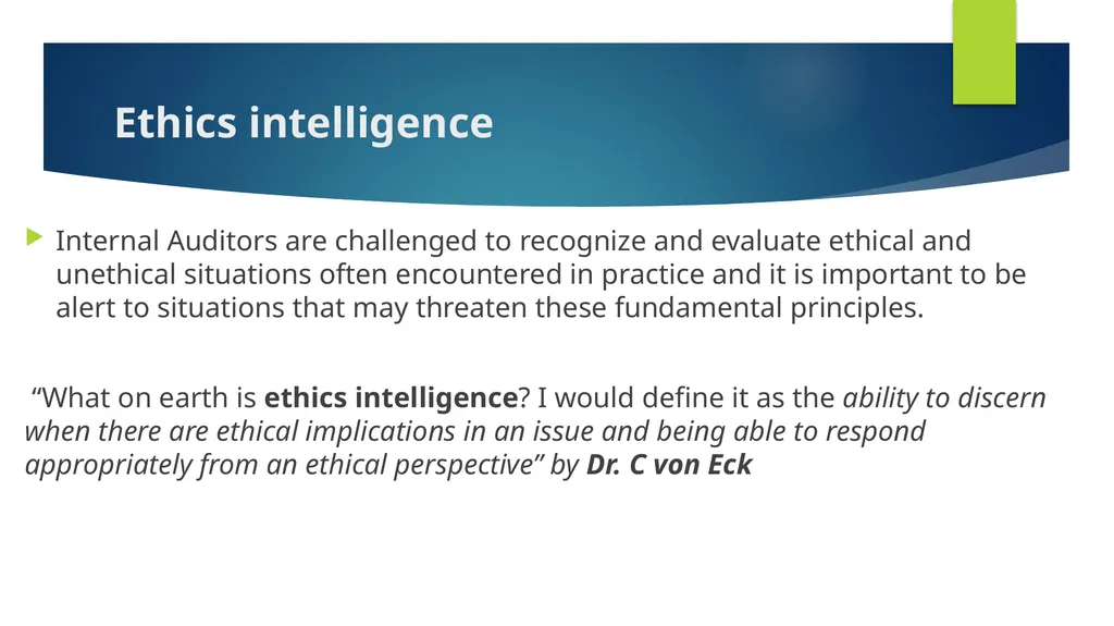 Ethics and Internal Audit-the critical link- - slide 18 of 52