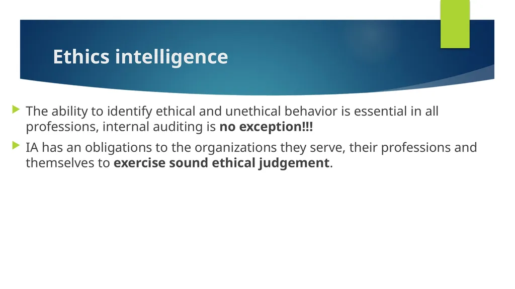 Ethics and Internal Audit-the critical link- - slide 20 of 52