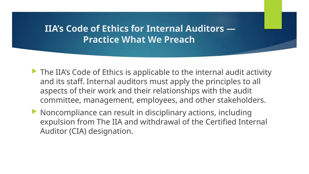 Ethics and Internal Audit-the critical link- - slide 7 of 52
