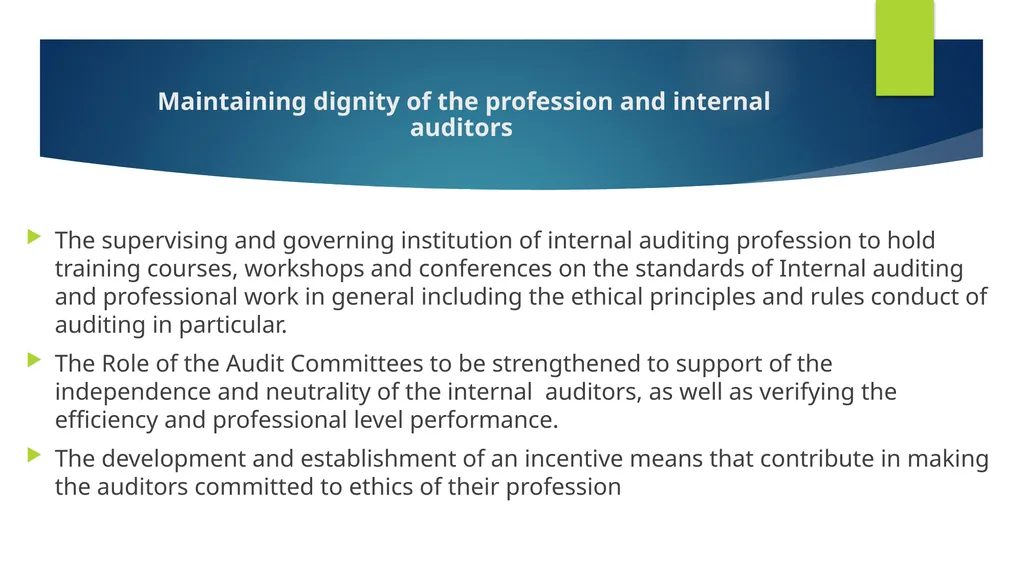 Ethics and Internal Audit-the critical link- - slide 49 of 52