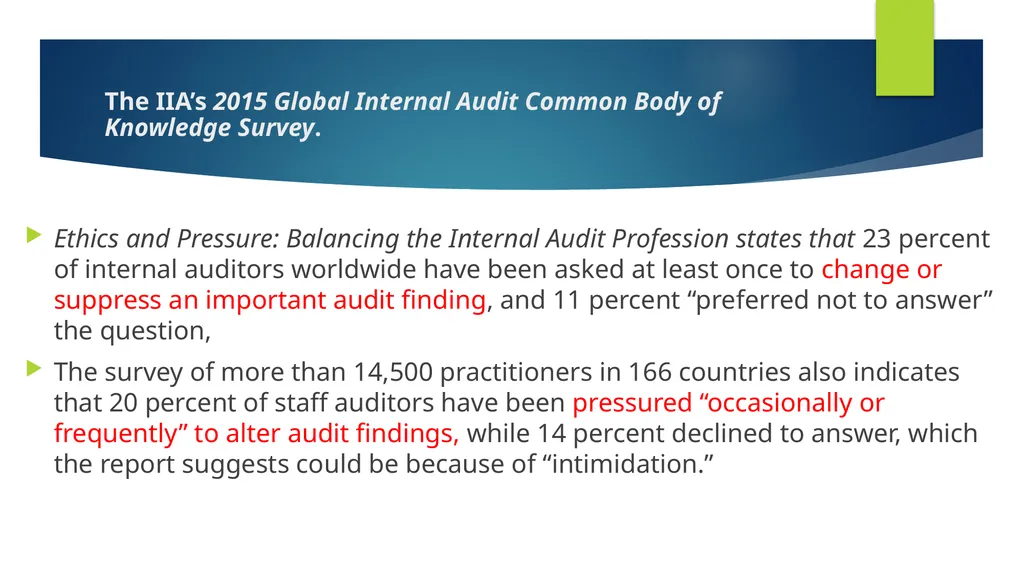 Ethics and Internal Audit-the critical link- - slide 25 of 52