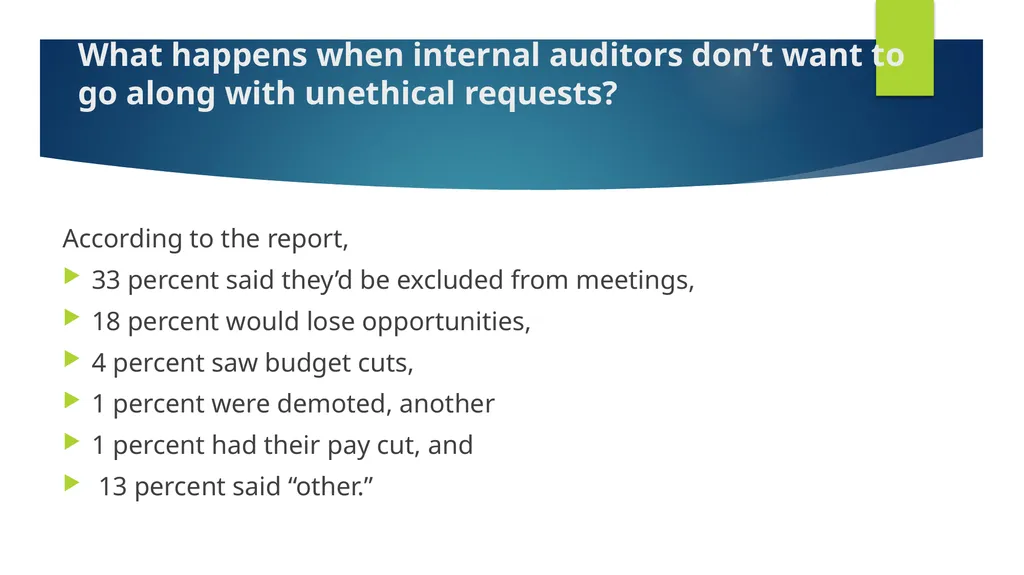 Ethics and Internal Audit-the critical link- - slide 26 of 52