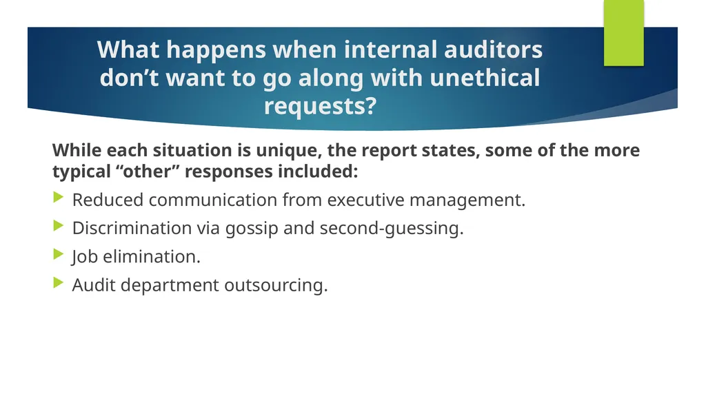 Ethics and Internal Audit-the critical link- - slide 27 of 52