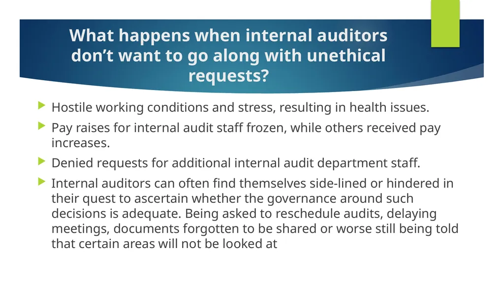 Ethics and Internal Audit-the critical link- - slide 28 of 52
