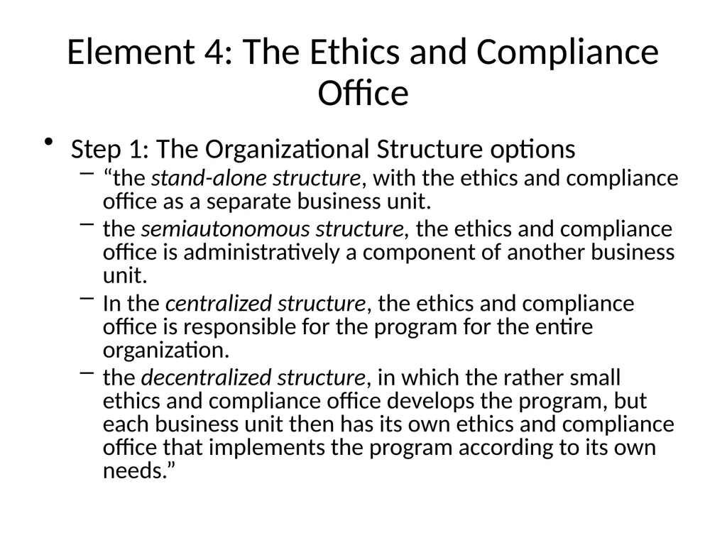 Corporate Ethics Compliance * Required by Federal - slide 14 of 18