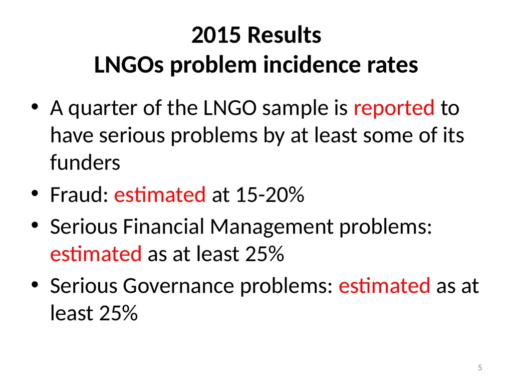 2015 Grantmaker Survey Due Diligence, funding - slide 5 of 20