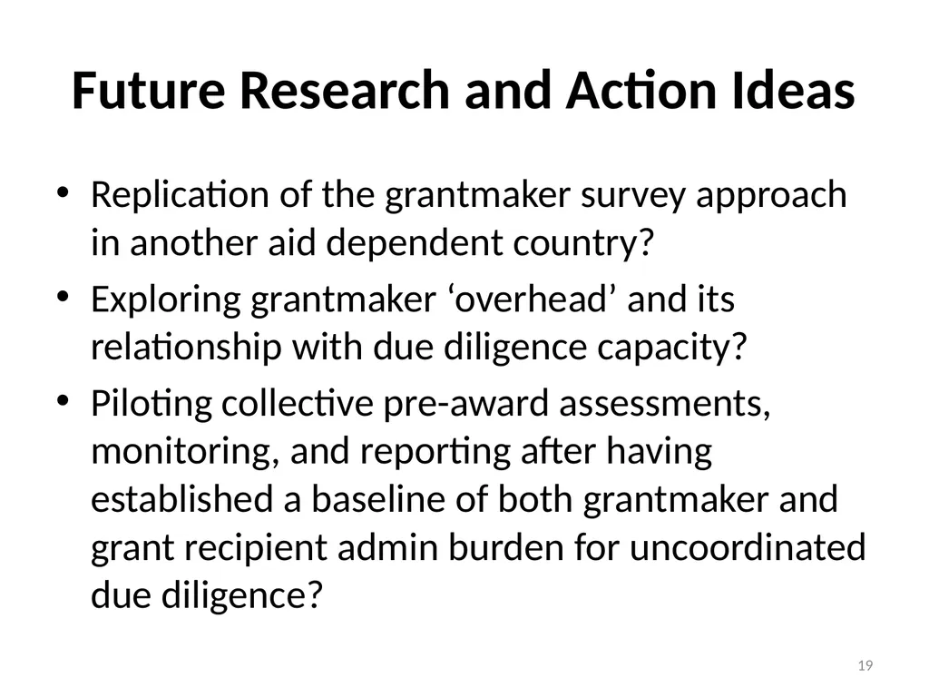 2015 Grantmaker Survey Due Diligence, funding - slide 19 of 20