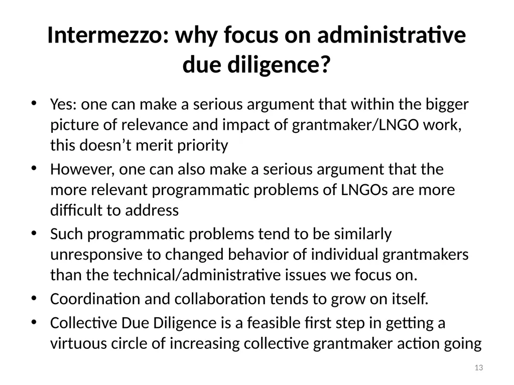 2015 Grantmaker Survey Due Diligence, funding - slide 13 of 20