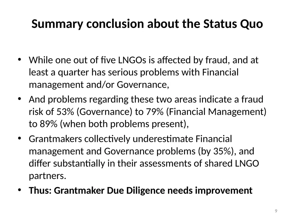 2015 Grantmaker Survey Due Diligence, funding - slide 9 of 20