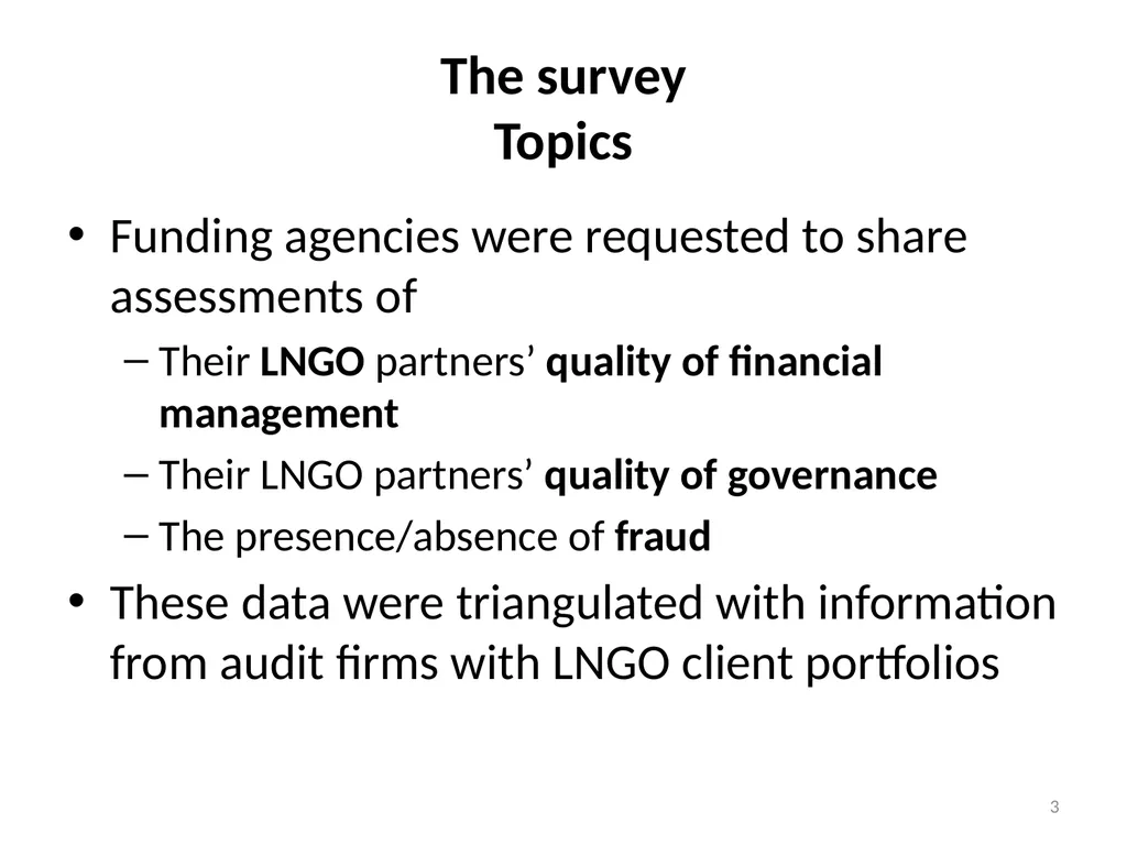 2015 Grantmaker Survey Due Diligence, funding - slide 3 of 20