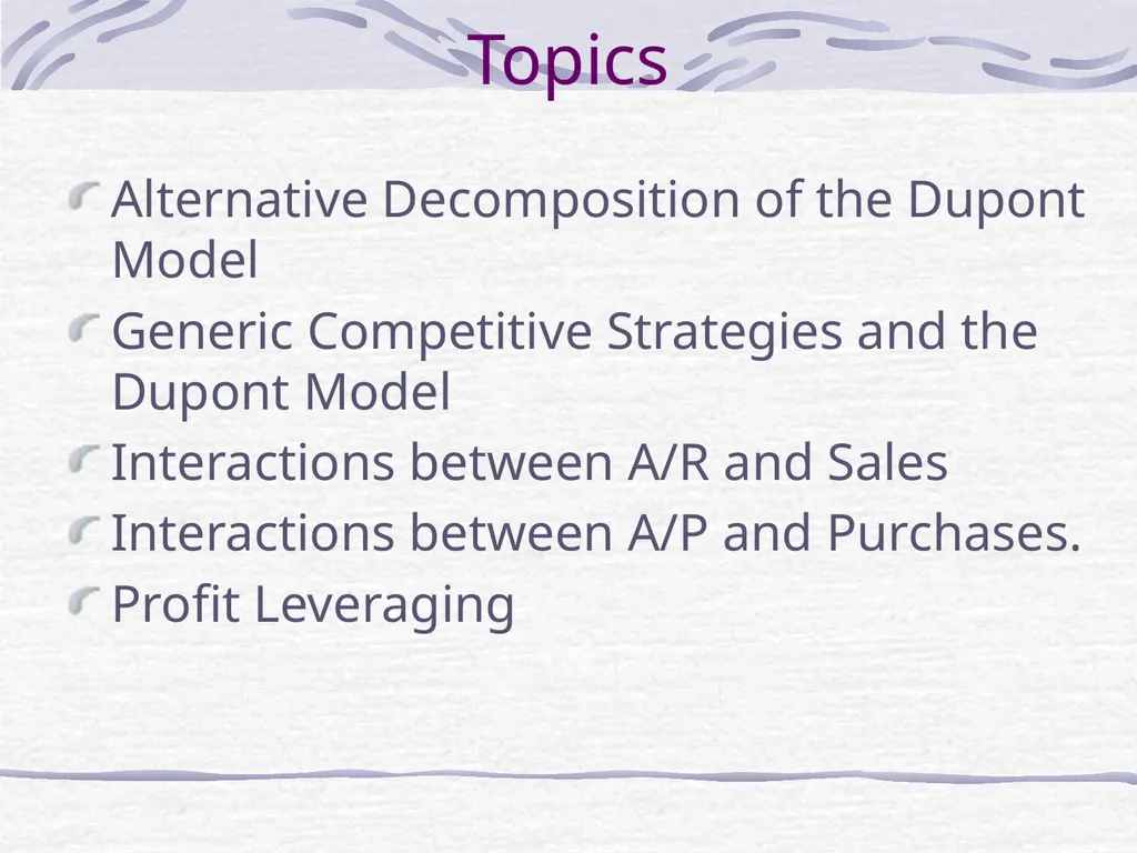 Dupont Analysis and Strategy P.V. Viswanath - slide 2 of 34