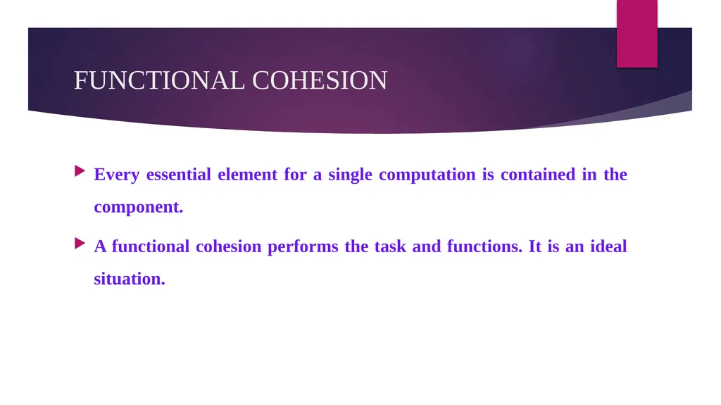 SOFTWARE ENGINEERING TOPIC : COUPLING AND COHESION - slide 18 of 27