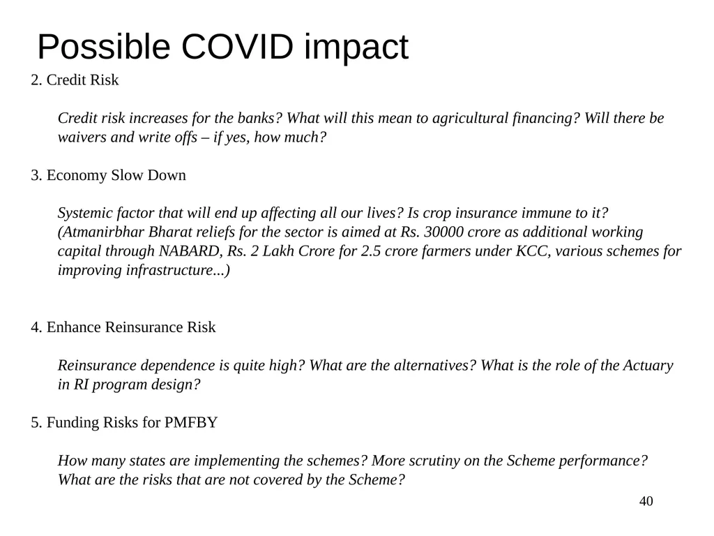 Crop Insurance Pricing A V Karthikeyan Appointed - slide 40 of 44