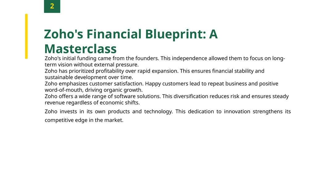 Startup Financial Flight: Lessons from Zoho's - slide 4 of 12