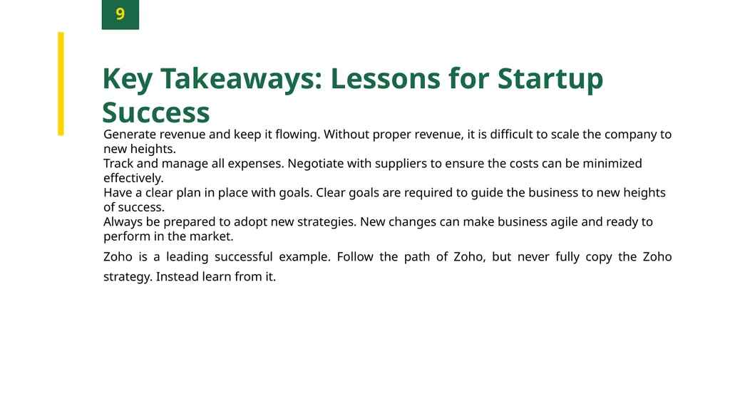 Startup Financial Flight: Lessons from Zoho's - slide 11 of 12