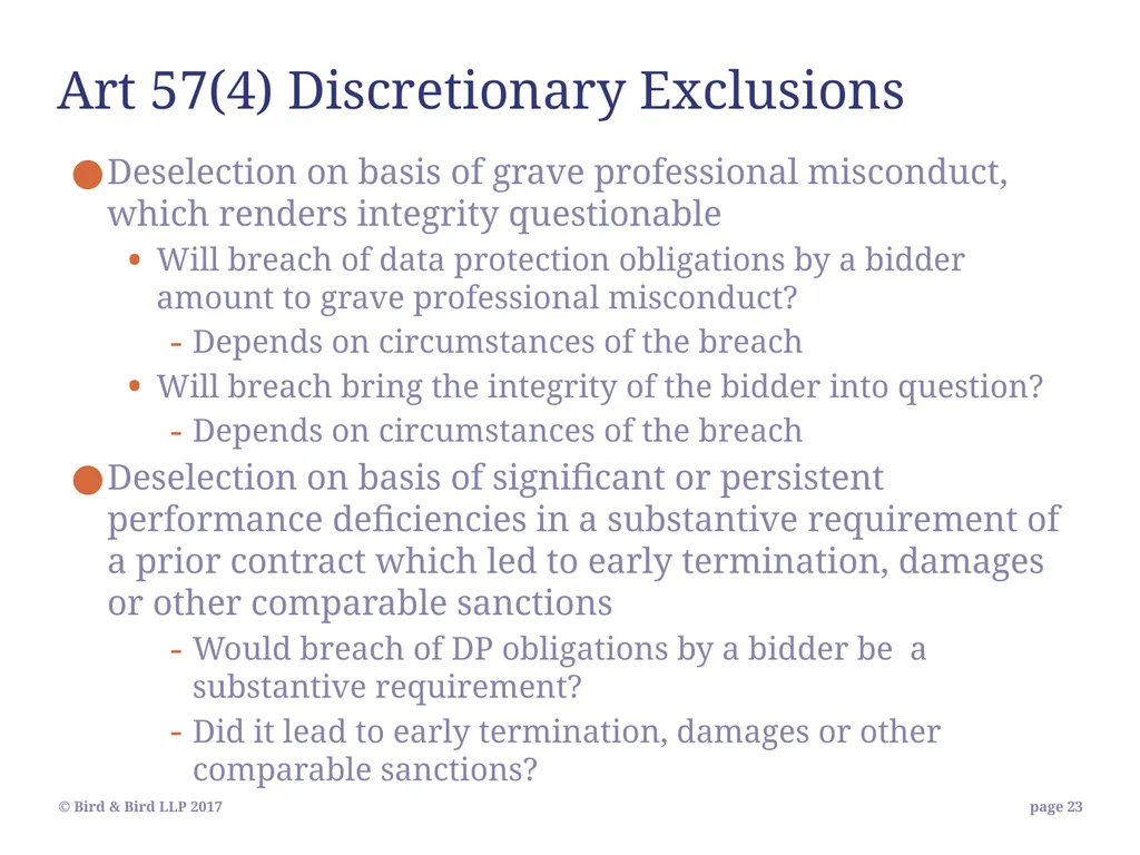 Bid exclusion risks in Public Procurement - slide 23 of 35