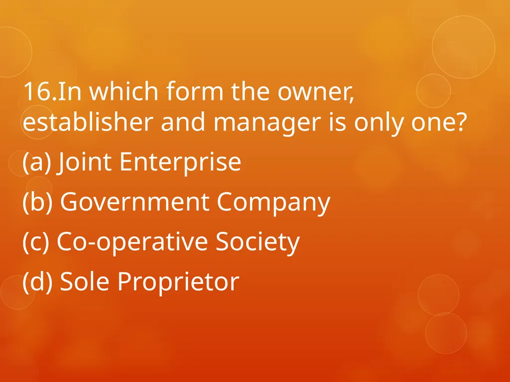 XI COMMERCE 1MARK QUIZ chapter 1-18 Presented by - slide 17 of 101