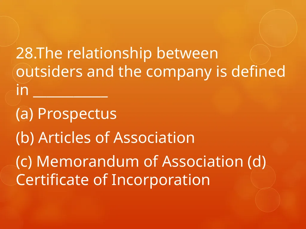 XI COMMERCE 1MARK QUIZ chapter 1-18 Presented by - slide 29 of 101