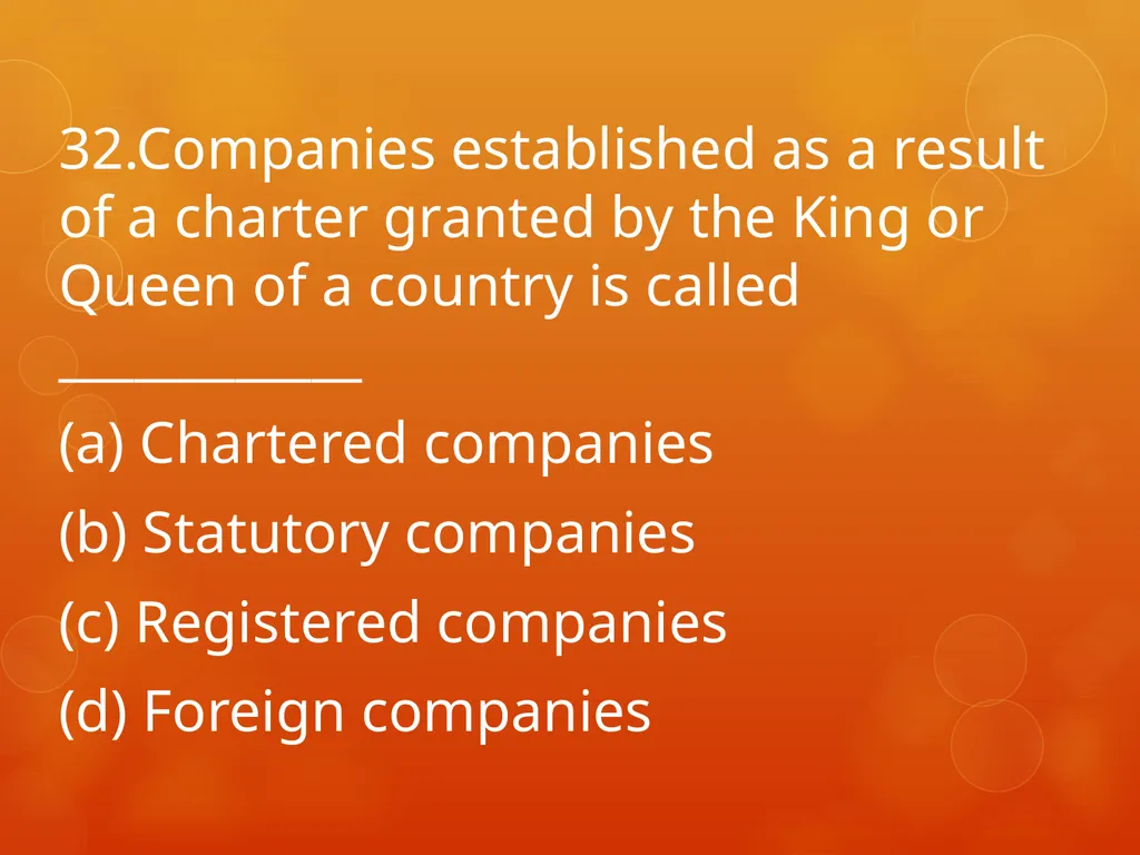 XI COMMERCE 1MARK QUIZ chapter 1-18 Presented by - slide 33 of 101