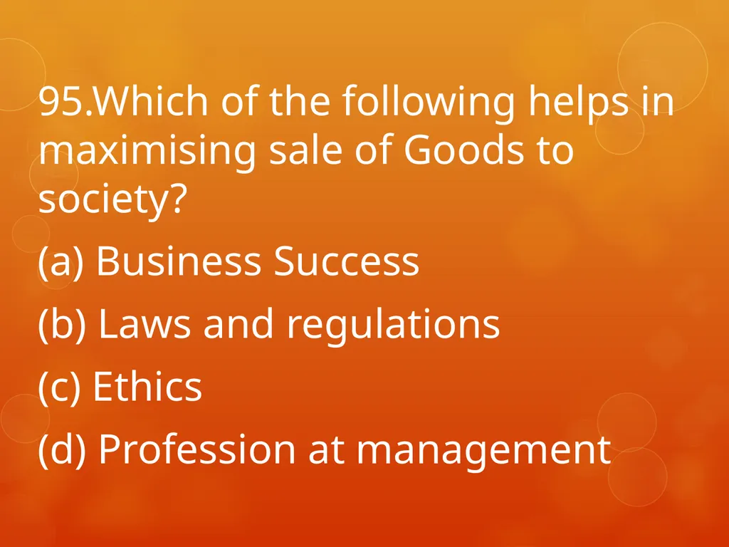 XI COMMERCE 1MARK QUIZ chapter 1-18 Presented by - slide 96 of 101