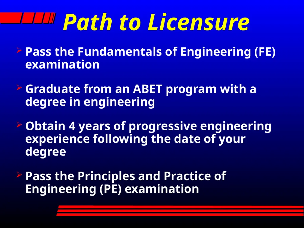 ENGINEERING LICENSURE A PATH OF OPPORTUNITY What - slide 6 of 24