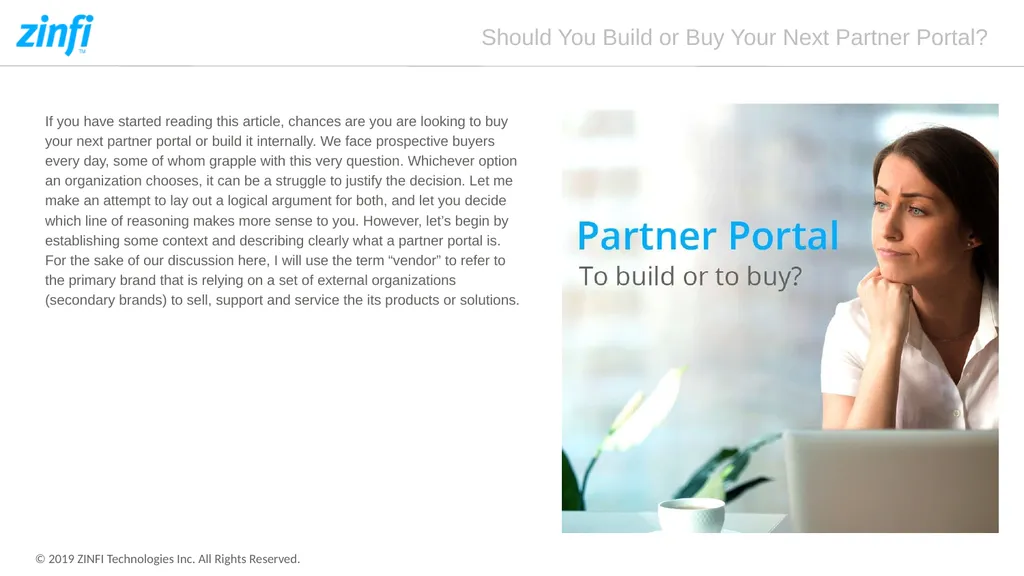 Should You Build or Buy Your Next Partner Portal? - slide 2 of 12