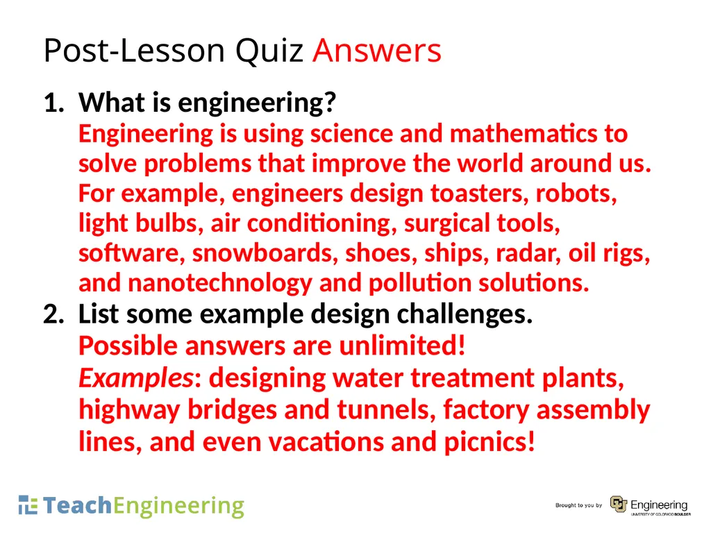 What Is Engineering? What Is Design? Pre-Lesson - slide 18 of 19