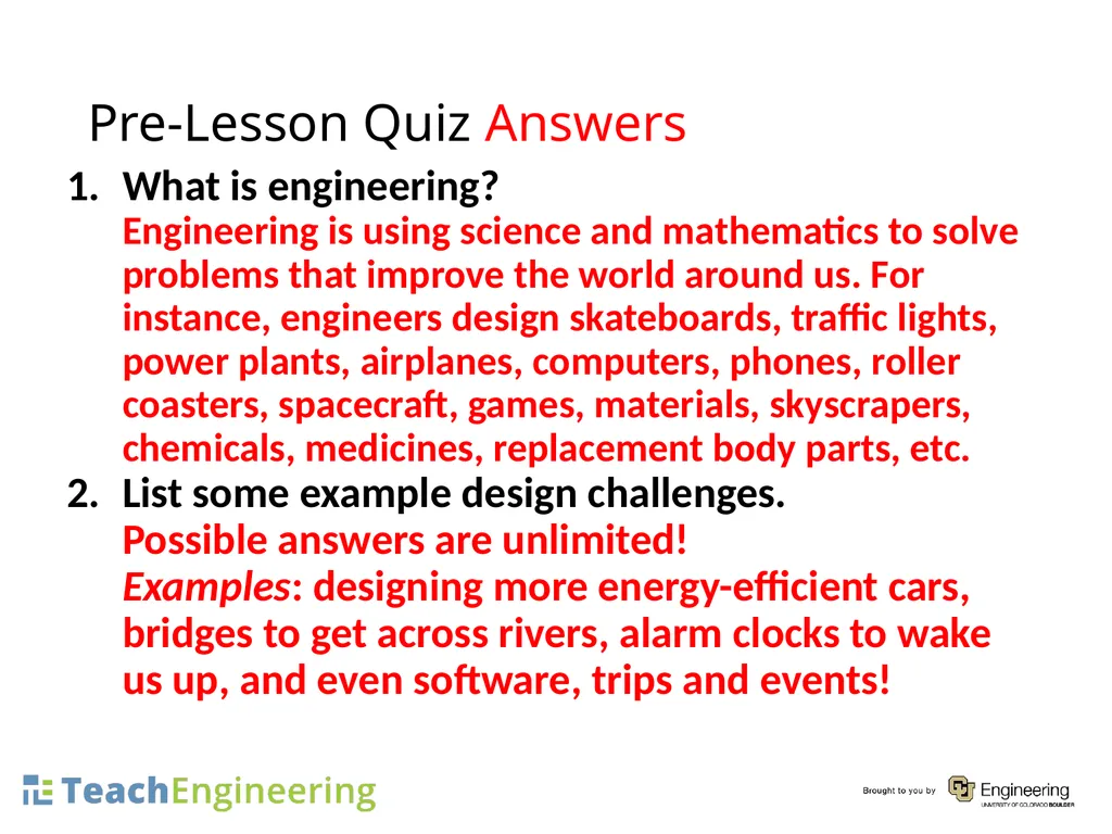 What Is Engineering? What Is Design? Pre-Lesson - slide 3 of 19