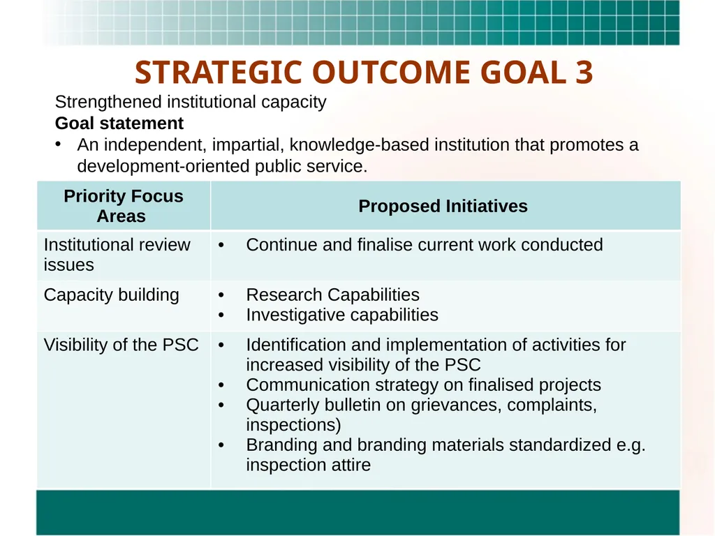 PUBLIC SERVICE COMMISSION STRATEGIC INITIATIVES - slide 8 of 10