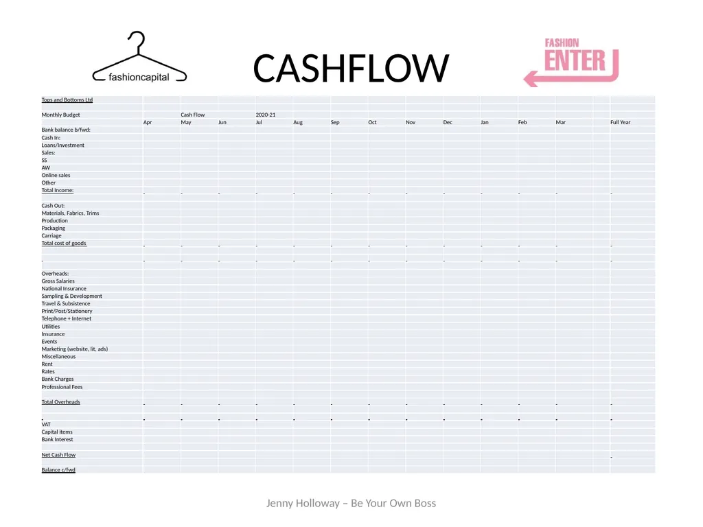 FINANCE Budgets/Forecasts/Cashflow Workshop Jenny - slide 18 of 30