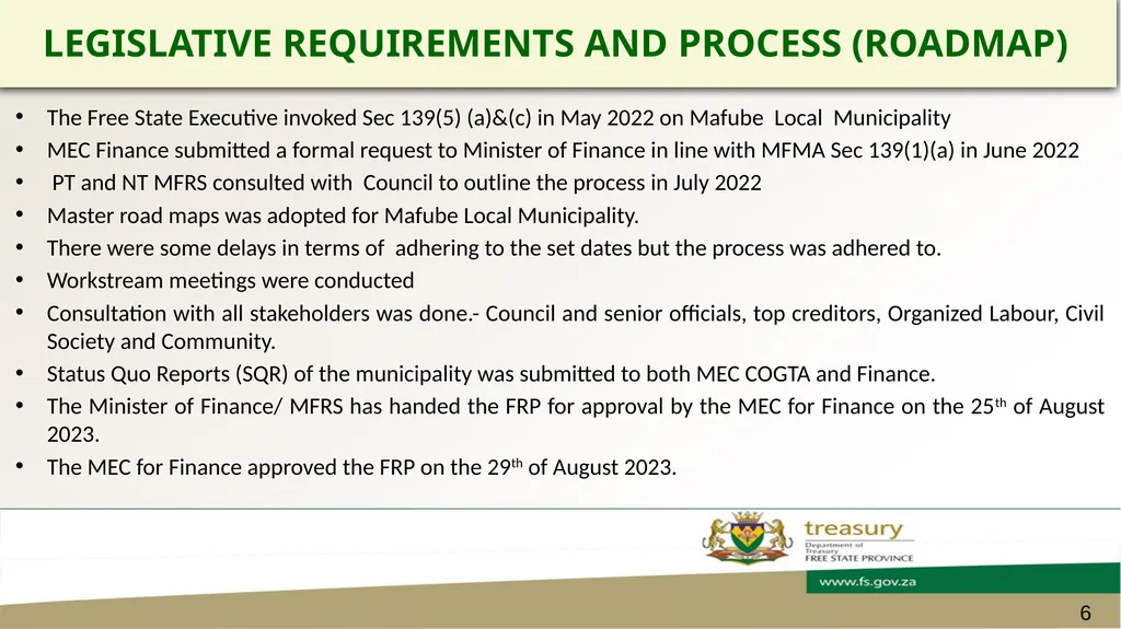 FREE STATE PROVINCIAL TREASURY MAFUBE LOCAL - slide 6 of 18