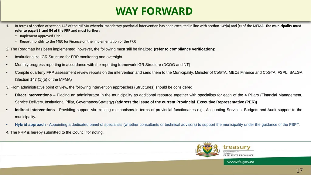 FREE STATE PROVINCIAL TREASURY MAFUBE LOCAL - slide 17 of 18